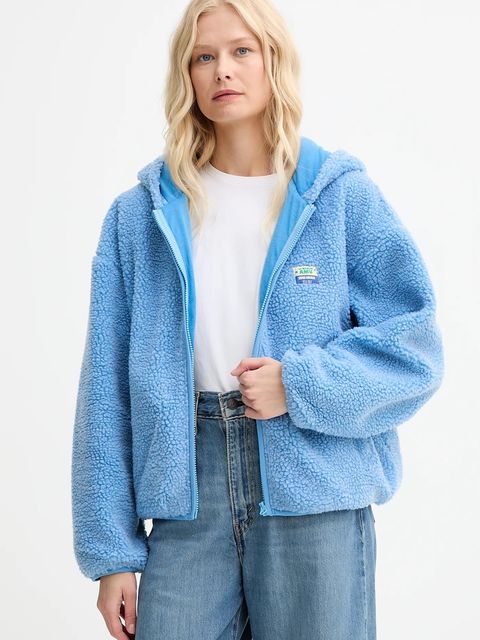 American Vintage bluza damska kolor niebieski z kapturem gładka HOK16E