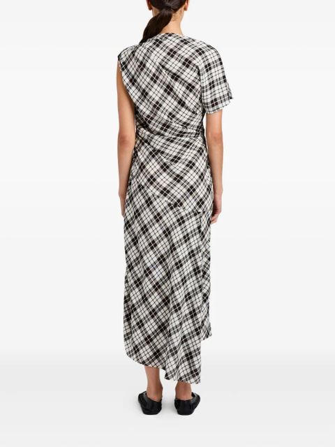Proenza Schouler Hallie asymmetric-neckline plaid dress - Black