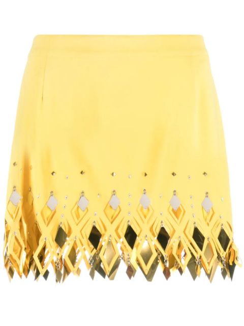 Rabanne embellished cut-out crepe miniskirt - Yellow - zdjęcie produktu nr 1