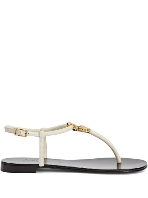 Giuseppe Zanotti Tie flat leather sandals - White - zdjęcie produktu nr 1