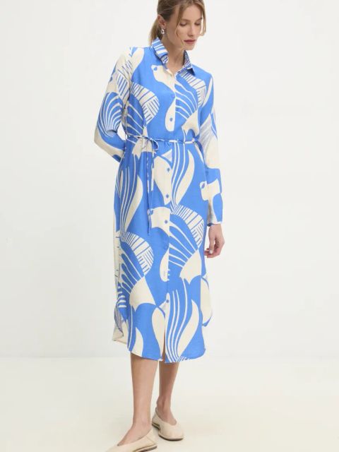 Answear.LAB sukienka kolor niebieski midi prosta