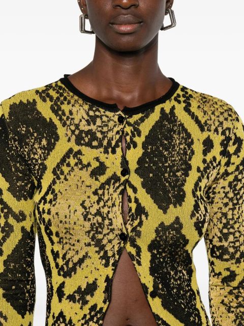 The Attico snakeskin-intarsia cardigan - Yellow