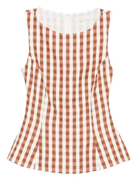 Faithfull the Brand Gingham peplum blouse - Brown - zdjęcie produktu nr 1