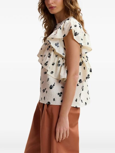 Essentiel Antwerp floral ruffled blouse - Neutrals
