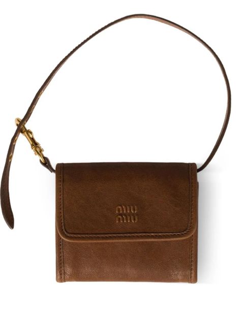 Miu Miu logo-embossed leather wallet - Brown - zdjęcie produktu nr 1