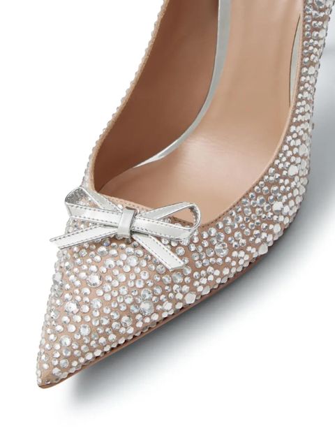 Valentino Garavani 100mm Romance Bow crystal-embellished pumps - Silver