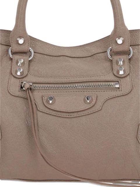 Balenciaga Le City leather studded handbag - Neutrals