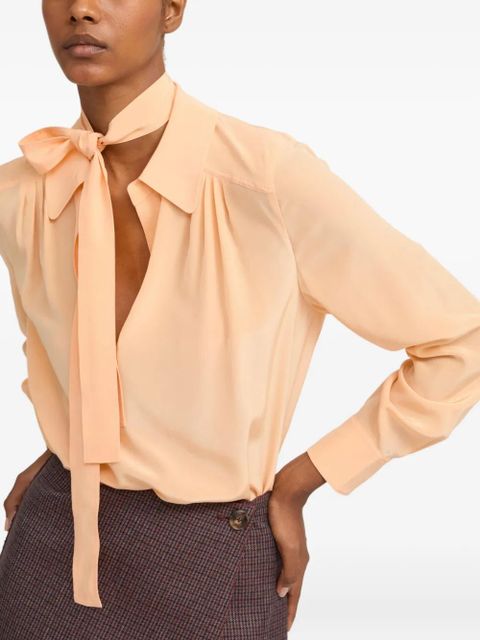 Yves Salomon tie-neck silk blouse - Orange