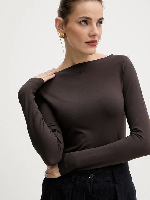 Karl Lagerfeld longsleeve kolor brązowy A4W17045