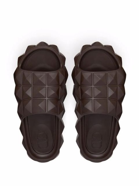 Valentino Garavani flat Rockstud slides - Brown