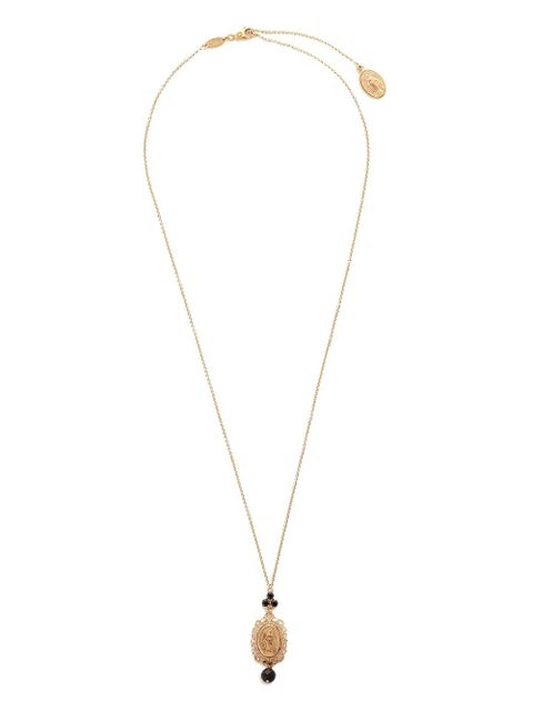 Dolce & Gabbana 18kt yellow gold Virgin Mary sapphire and jade pendant necklace - zdjęcie produktu nr 2