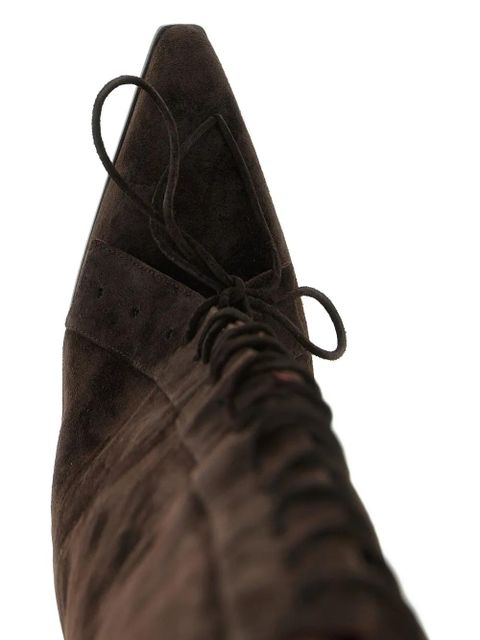 Paris Texas 100m Jane fold over lace-up boots - Brown