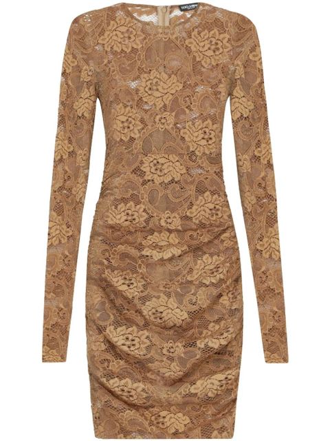 Dolce & Gabbana floral-lace semi-sheer minidress - Brown - zdjęcie produktu nr 1