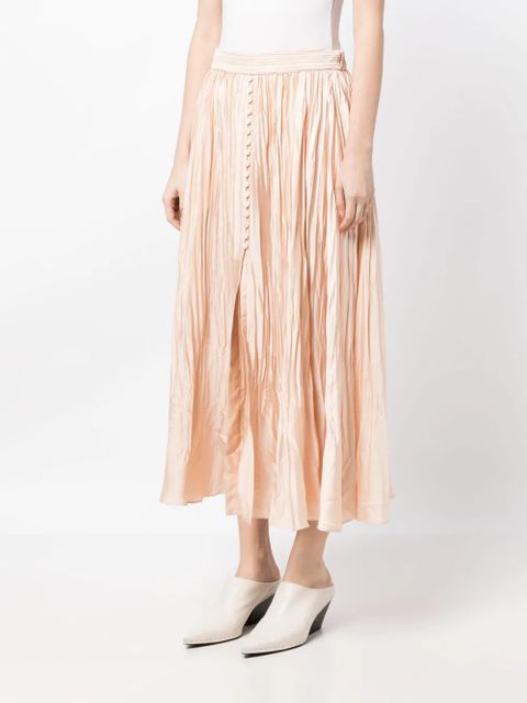 Simkhai crinkled-finish pleated midi skirt - Pink
