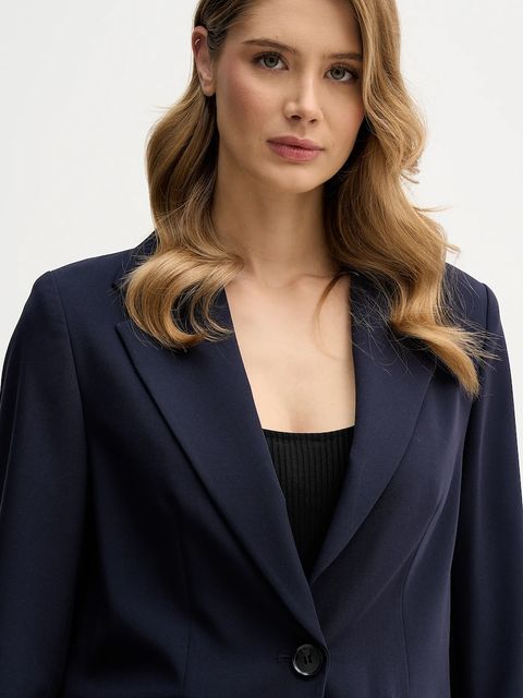 Sisley marynarka kolor granatowy jednorzędowa gładka 2KVXLW025