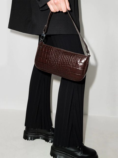 BY FAR crocodile-embossed shoulder bag - Brown