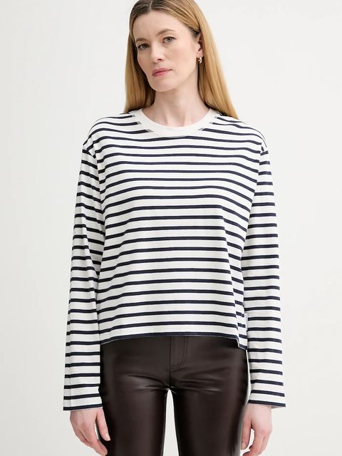 Marc O'Polo longsleeve bawełniany kolor beżowy cold shoulder 5000007507 - zdjęcie produktu nr 1