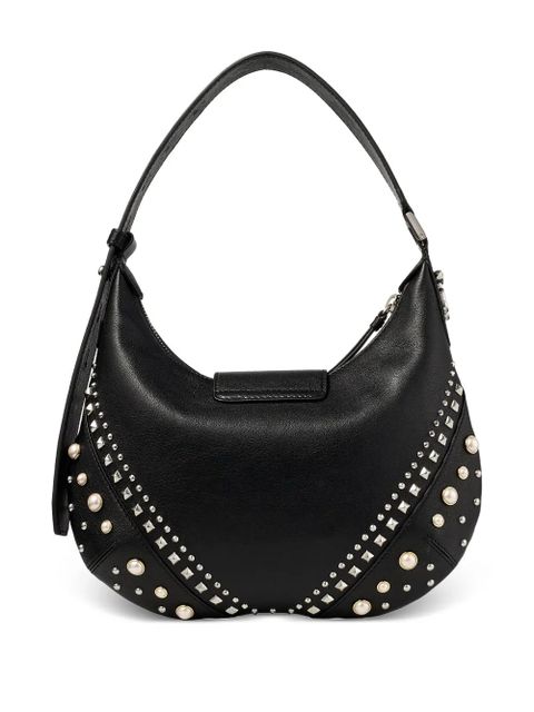 Jimmy Choo small Bar Hobo studded pearl shoulder bag - Black