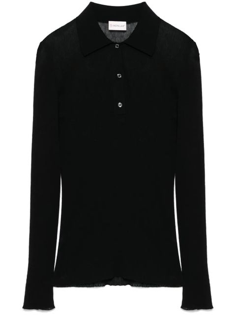 Moncler fine-ribbed polo top - Black - zdjęcie produktu nr 1