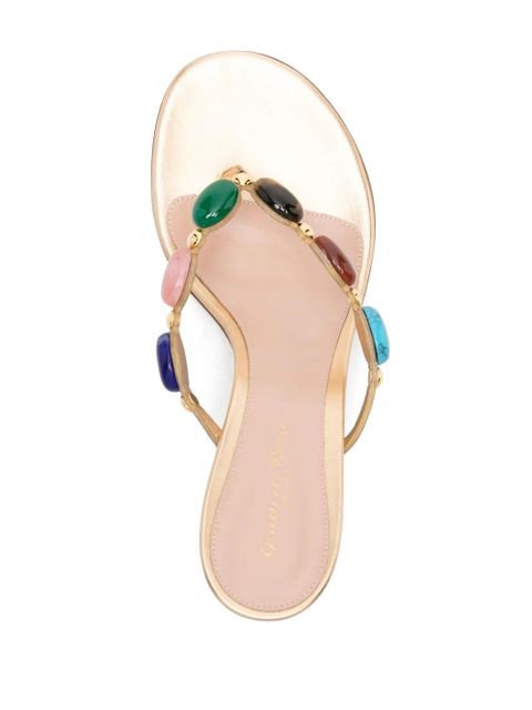 Gianvito Rossi Shanti Thong 70mm leather sandals - Gold