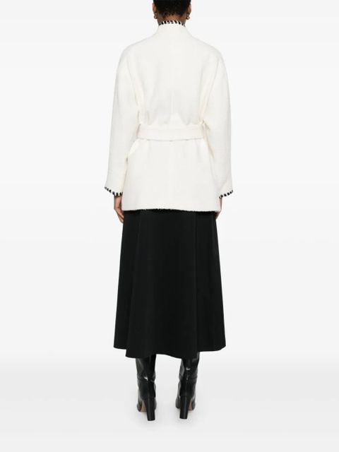 Maje braided-trim tied jacket - White