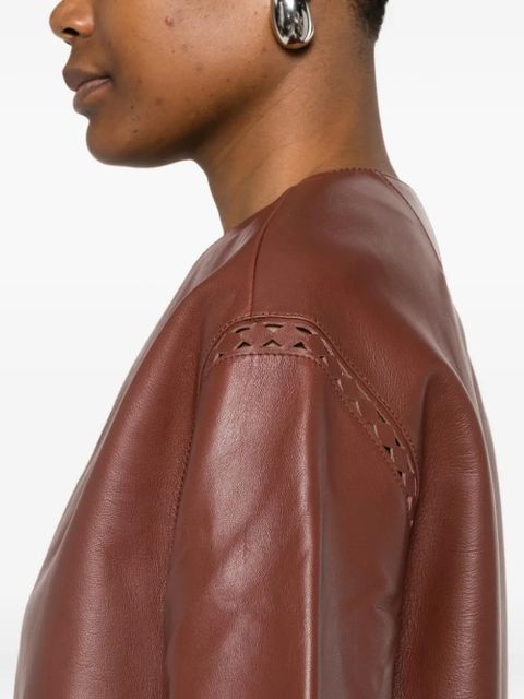 Yves Salomon laser-cut lambskin jacket - Brown