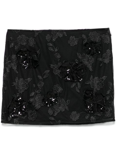ROTATE BIRGER CHRISTENSEN mesh flower mini skirt - Black - zdjęcie produktu nr 1