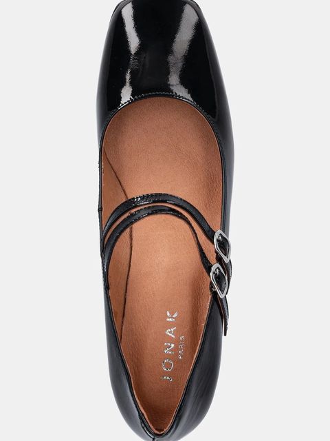 Jonak czółenka skórzane ALIENAR VERNIS PLISSE kolor czarny na słupku 3300131