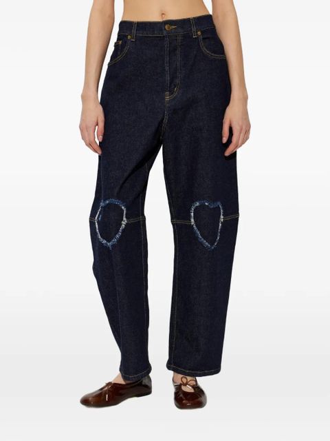 Moschino heart-cut-out frayed jeans - Blue