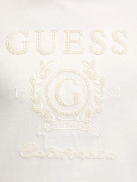 Guess t-shirt bawełniany MENA damski kolor beżowy V5BI07 K8FQ4