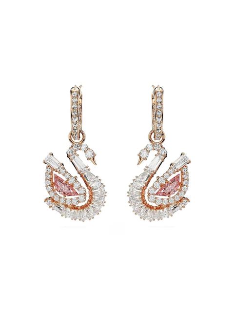 Swarovski Swan rose-gold drop hoop earrings - Pink - zdjęcie produktu nr 1