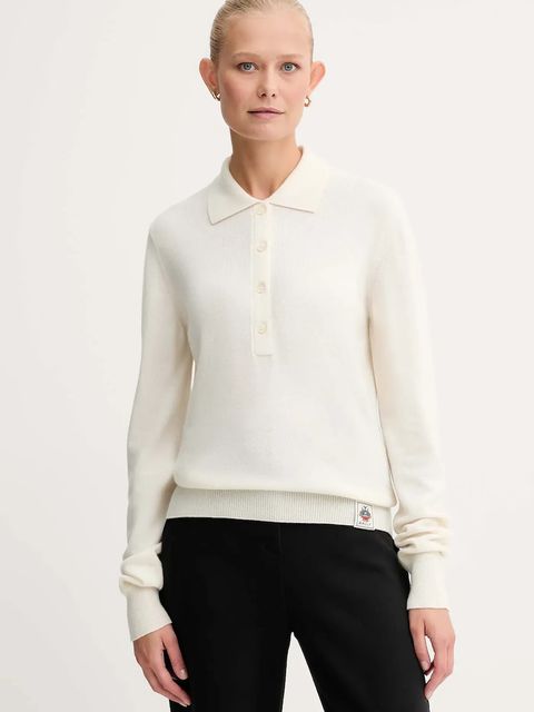 Bally sweter kaszmirowy damski kolor beżowy lekki WKN0AP - zdjęcie produktu nr 1