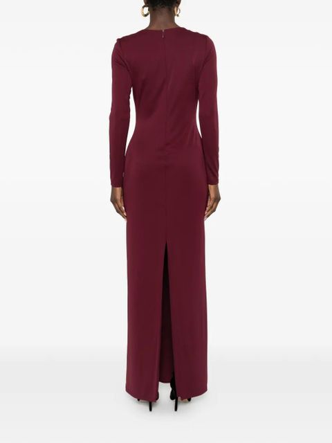 Lauren Ralph Lauren brooch long-sleeve maxi dress - Red