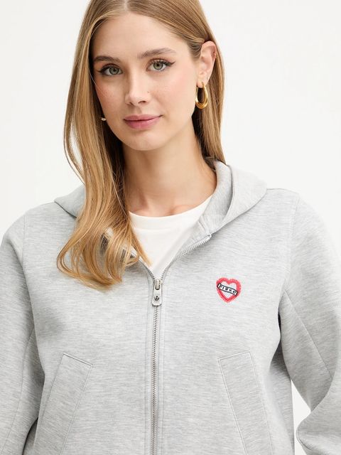 Pinko bluza damska kolor szary z kapturem melanżowa 104227 A2TL