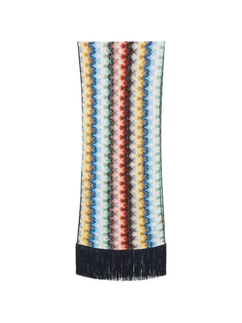 Missoni zigzag-knit fringed scarf - White - zdjęcie produktu nr 1
