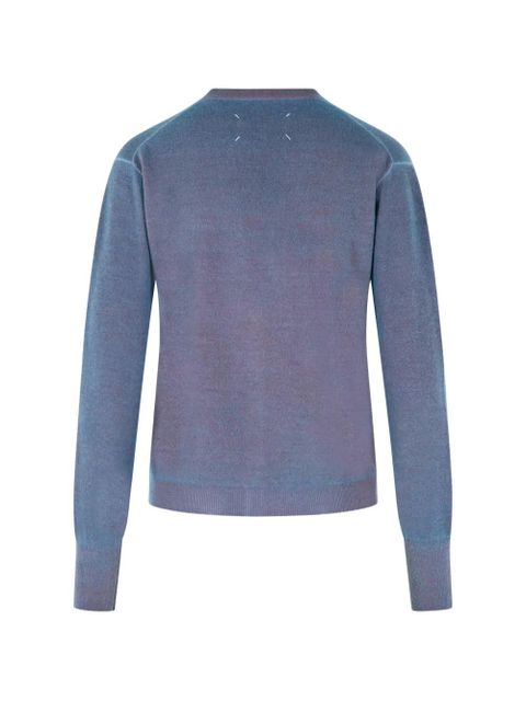 Maison Margiela patch-pocket V-neck cardigan - Blue - zdjęcie produktu nr 2