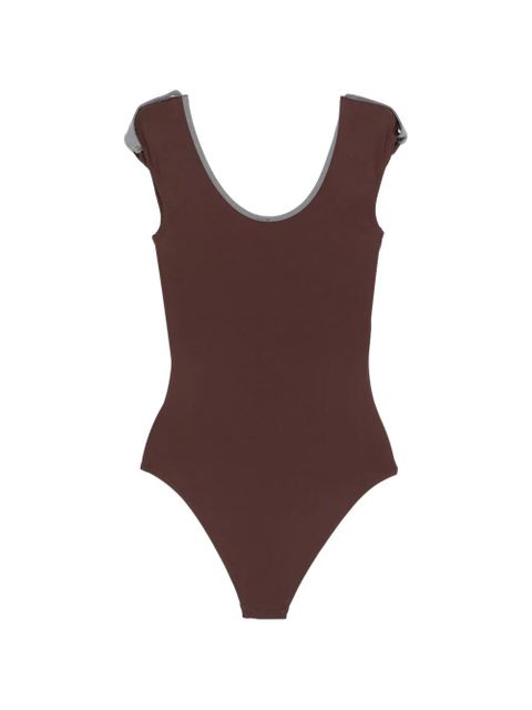 Gimaguas Petra button contrast-trim swimsuit - Brown - zdjęcie produktu nr 2
