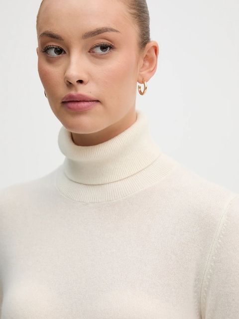 United Colors of Benetton sweter kaszmirowy kolor beżowy lekki z golfem 1033D202D