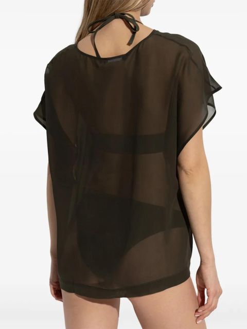 Balmain logo-embroidered T-shirt - Green - zdjęcie produktu nr 2