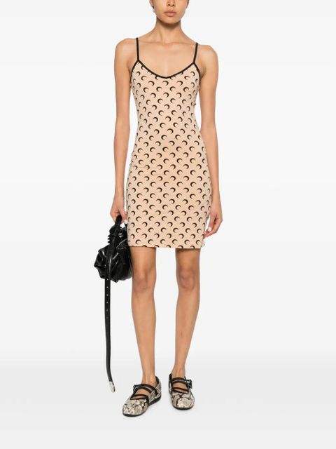 Marine Serre Moon-print mini dress - Neutrals