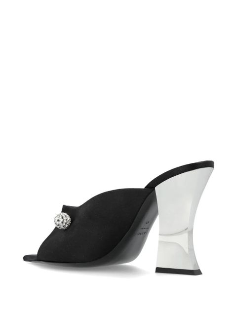 Lanvin crystal-embellished satin mules - Black