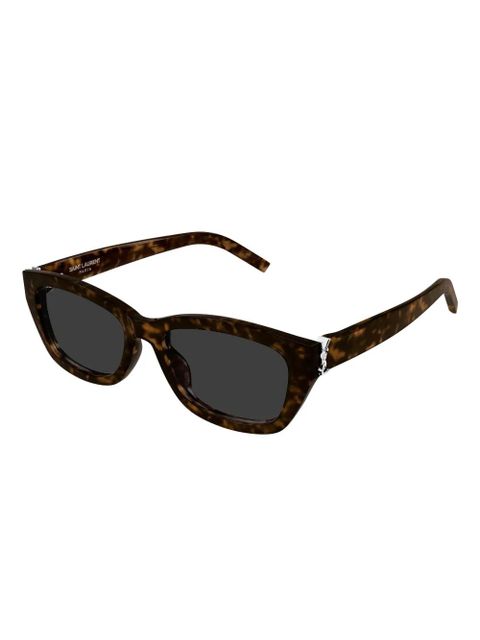 Saint Laurent Eyewear cat-eye logo sunglasses - Brown