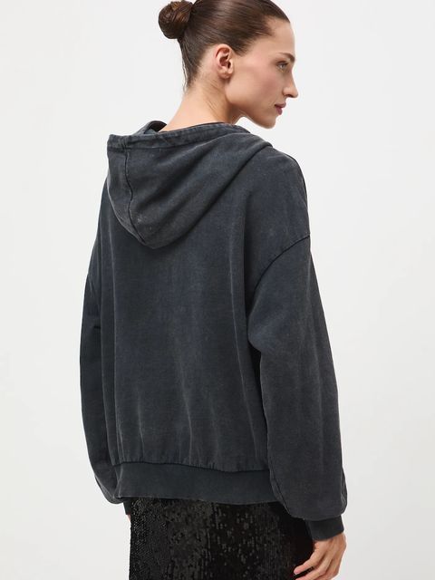 Medicine bluza bawełniana damska kolor szary z kapturem gładka - zdjęcie produktu nr 2