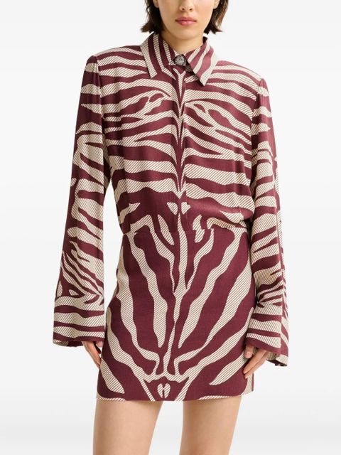 Essentiel Antwerp zebra-print padded-shoulder mini dress - Red - zdjęcie produktu nr 2