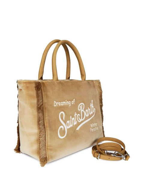 MC2 Saint Barth Colette fringed handheld velvet tote bag - Neutrals