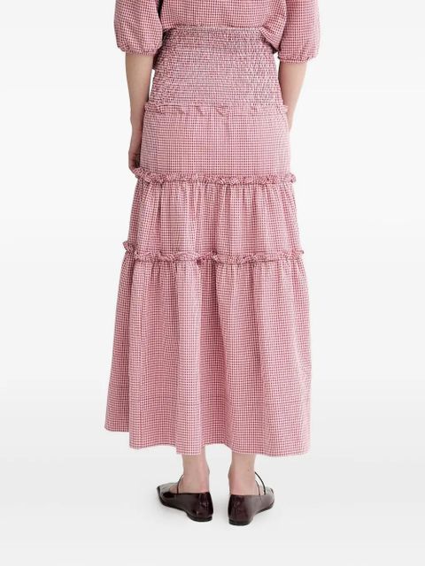 ALOHAS gingham ruffled midi skirt - Red