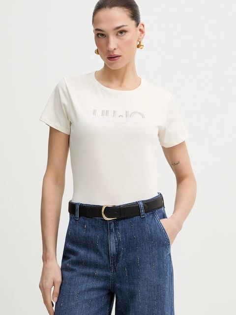 Liu Jo t-shirt bawełniany damski kolor beżowy TA6056 JS923 - zdjęcie produktu nr 1