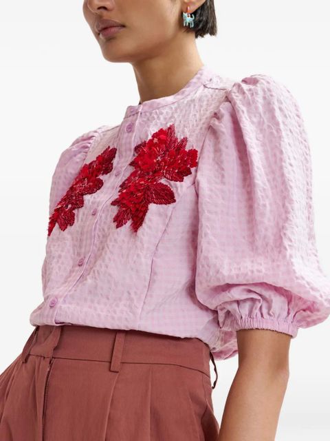 Essentiel Antwerp floral-pattern puffed-sleeve shirt - Pink