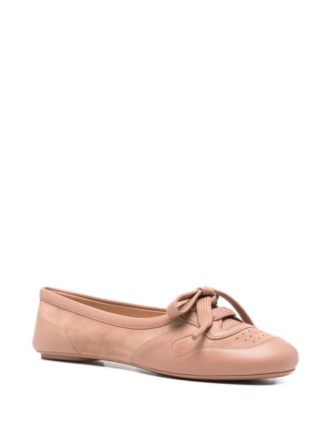 Gianvito Rossi lace-up leather ballet flats - Pink