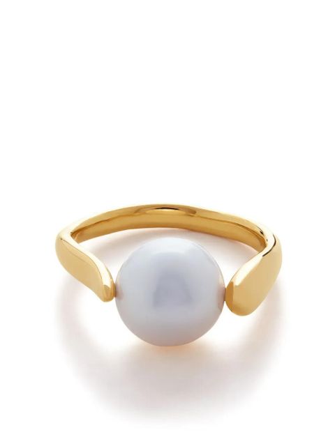 Monica Vinader Nura pearl-detail ring - White - zdjęcie produktu nr 1